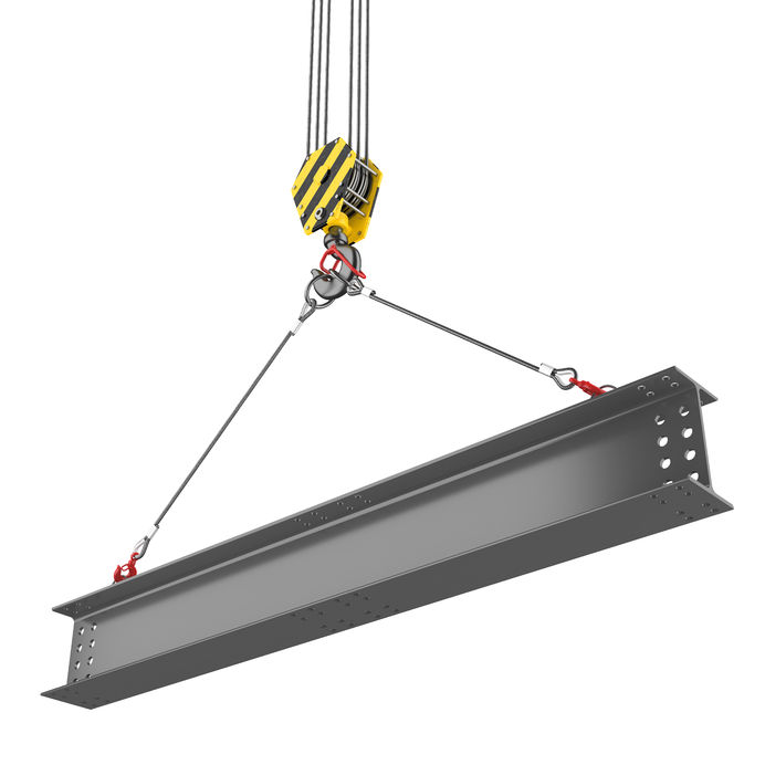 crane hook lifting of steel beam